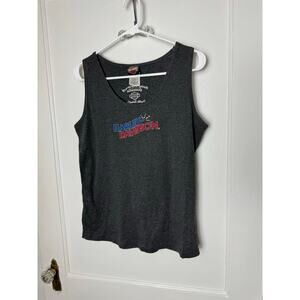 Vintage Y2K Harley Davidson Biker SC Embroidered Bling Gray Tank Top Women's XL